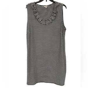 Talbot Striped Sleeveless striped casual chic v neck shift dress in 1X